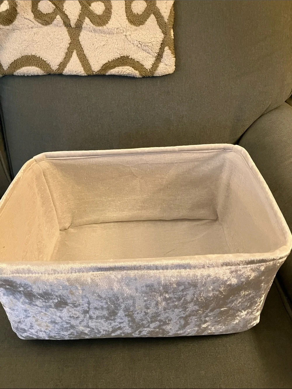 🩷Juicy Couture crushed velvet logo storage bin with handles NWT